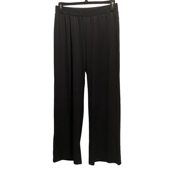 IMAN Global Chic Women's Large Black Matte Jersey Knit Flared-Leg Pull-On Pant - Picture 2 of 9